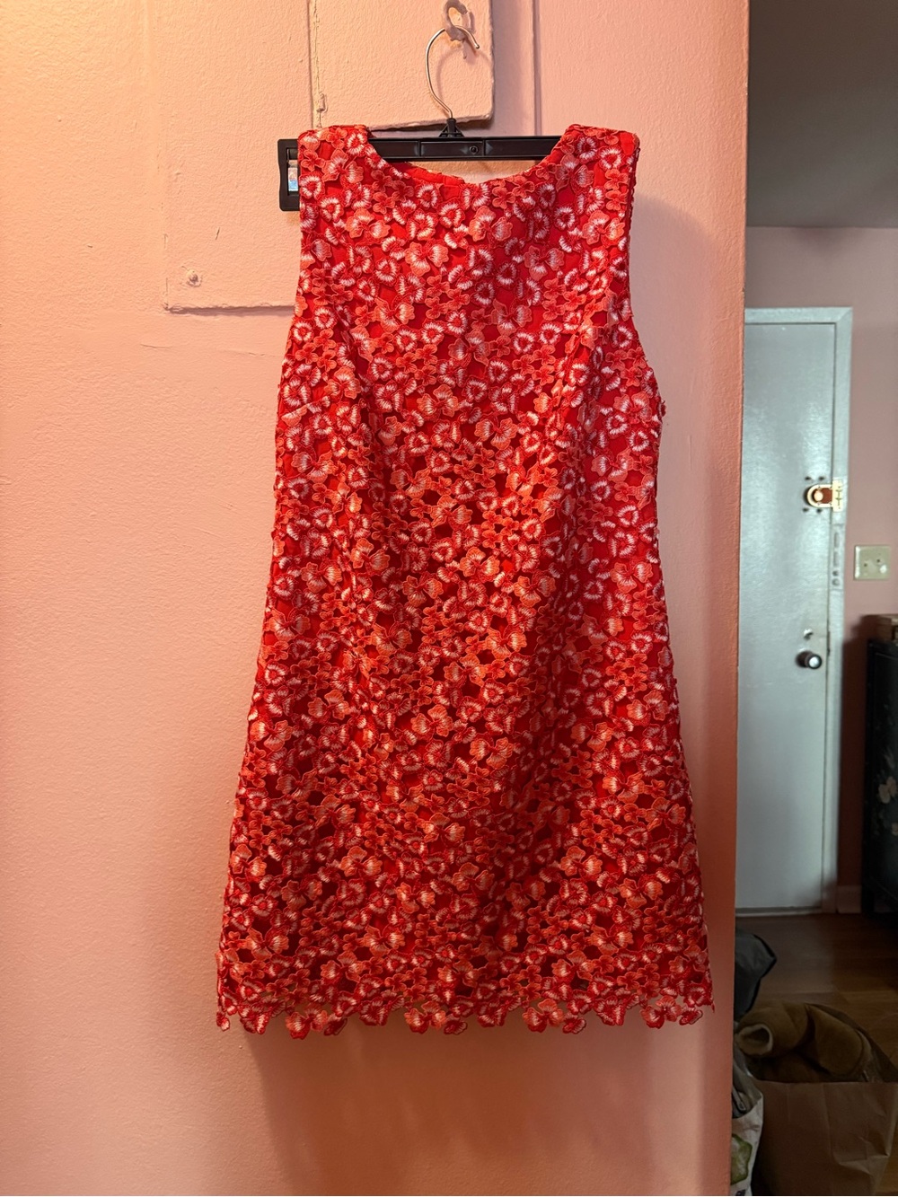 Alice & Olivia Red Floral Lace Shift Dress - Women's